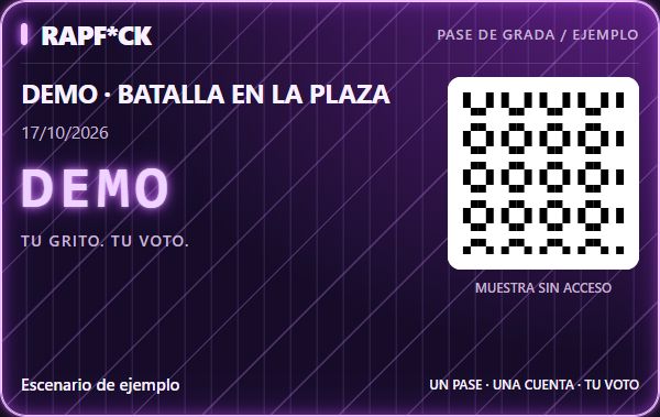 Ejemplo de pase Neón: fondo morado, líneas luminosas y código destacado