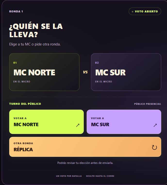 Elige uno de los dos MCs o Réplica.